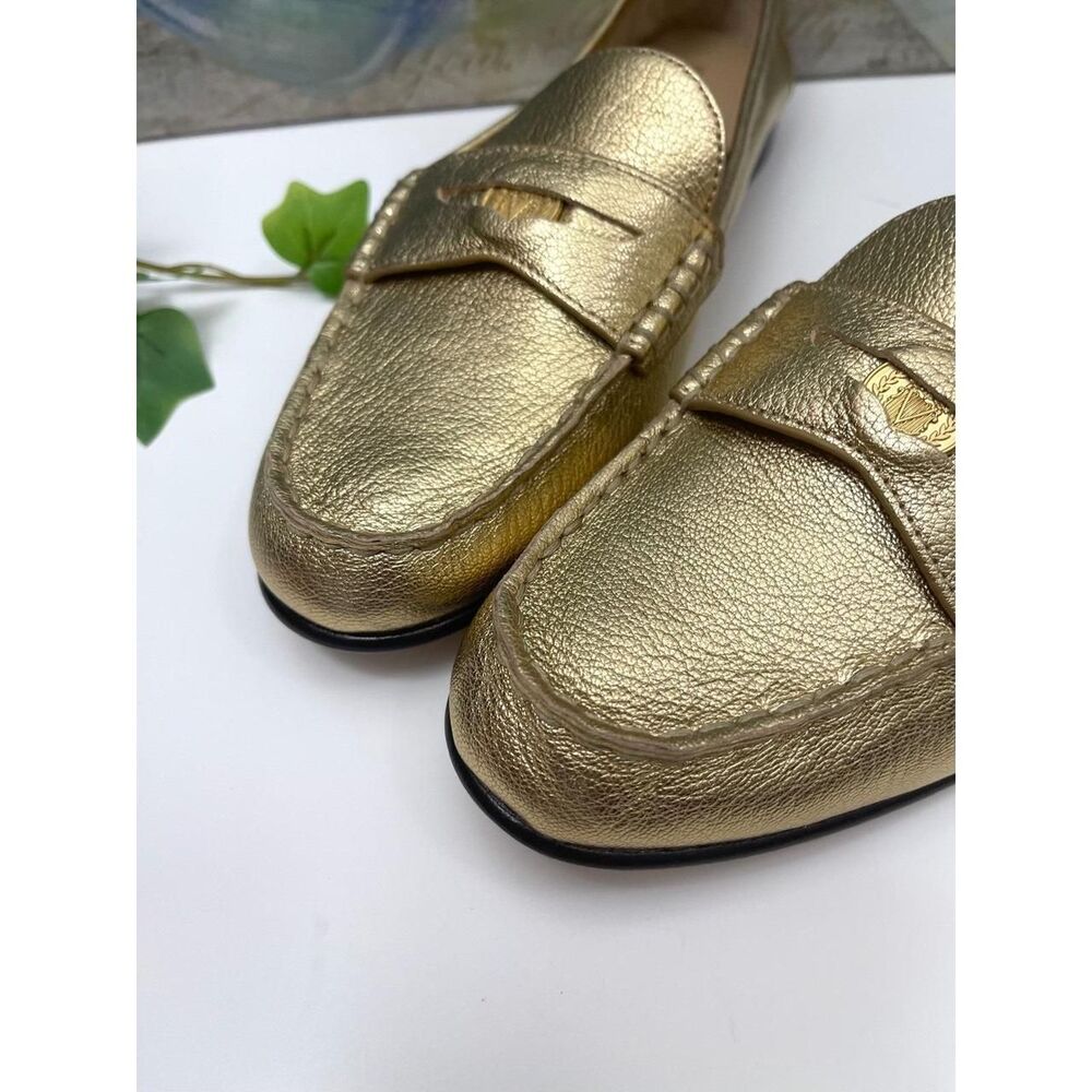 Veronica Beard Penny Loafer in Gold Size 8 - Picture 9 of 10